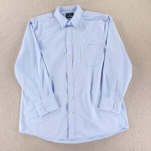 Stafford Shirt Mens L 16.5 33 Blue Oxford Coolmax Long Sleeve Button Up